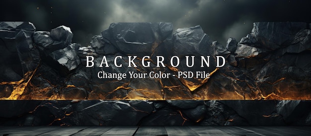 PSD cracked stone background futuristic background for banner design