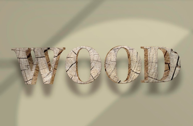 Cracked wood text effect laughter wood 3d wood alphabet