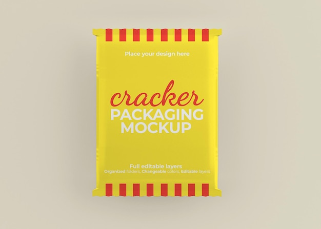 Cracker or snack sachet packaging mockup