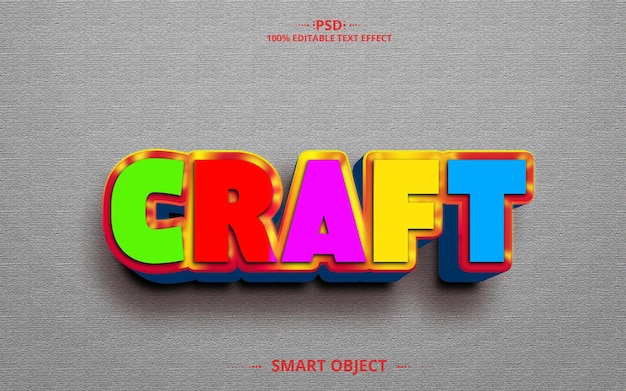 Craft 3d psd text effect design