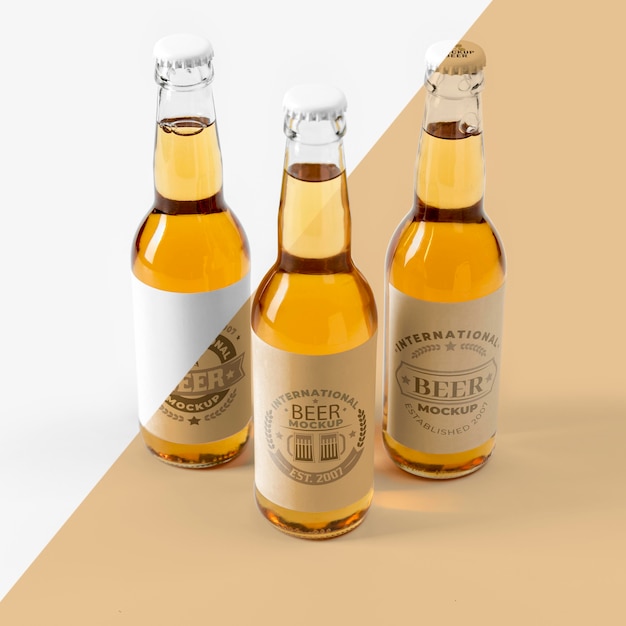 PSD mock-up di concetto di disposizione di birra artigianale