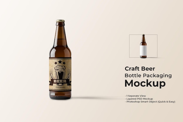 Mockup di confezionamento di bottiglie di birra artigianale