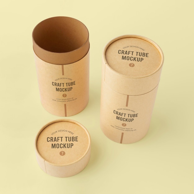 PSD craft cylinder realistic design mockup