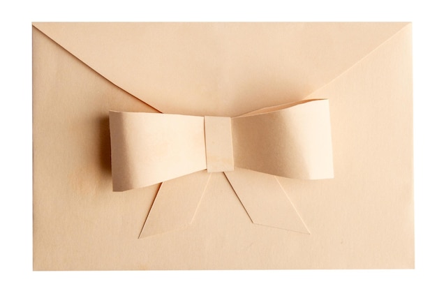 PSD craft envelope with a bow on a blank background