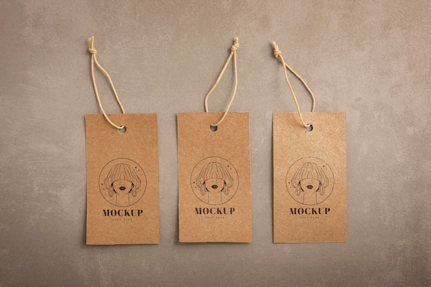 PSD craft garment hanger tags mockup