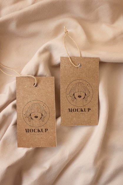 PSD craft garment hanger tags mockup