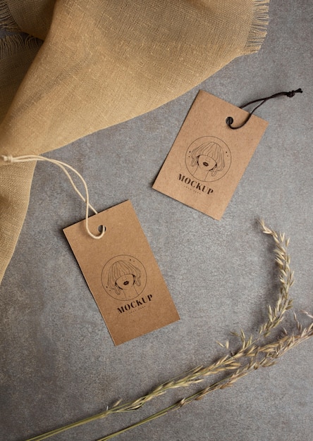 PSD craft garment hanger tags mockup