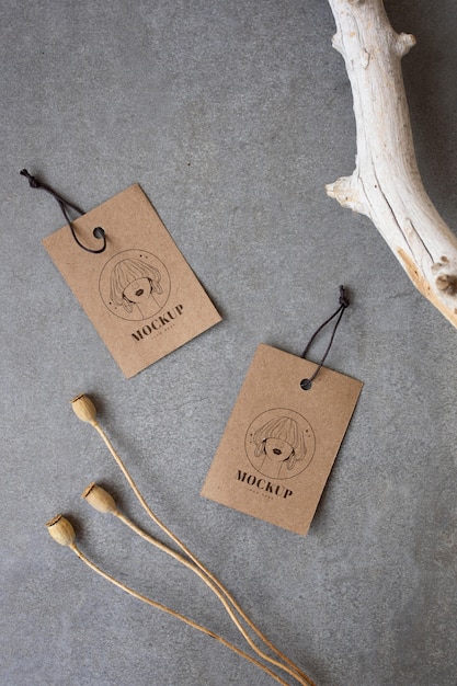 PSD craft garment hanger tags mockup