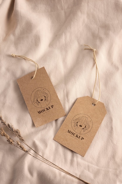 PSD craft garment hanger tags mockup