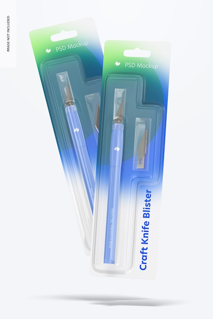 Craft Knife Blisters Mockup, Floating