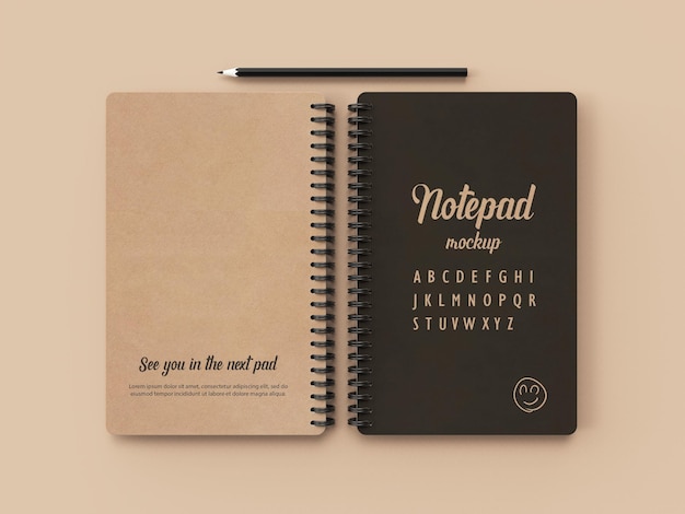 PSD mockup per blocco note o copertina per taccuino artigianale