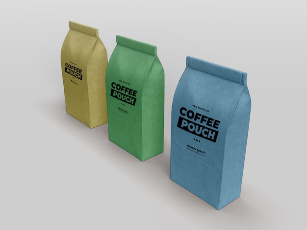 Mock-up del sacchetto di carta artigianale e tazza di caffè