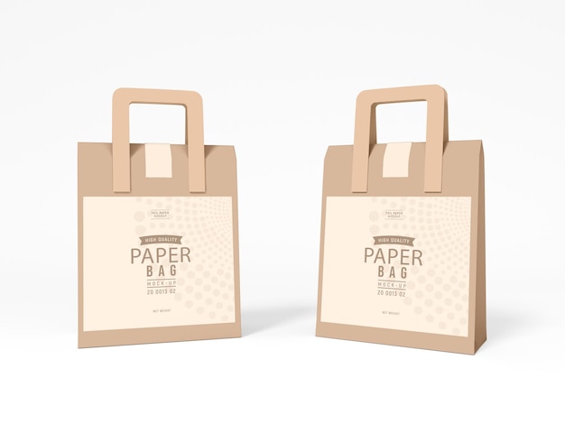 Mockup di imballaggio per sacchetti di carta artigianale