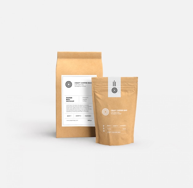 Craft paper bags mockup