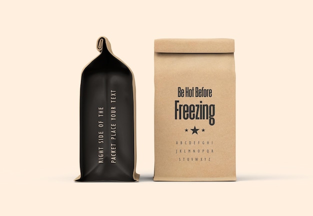 Craft paper coffee bag mockup