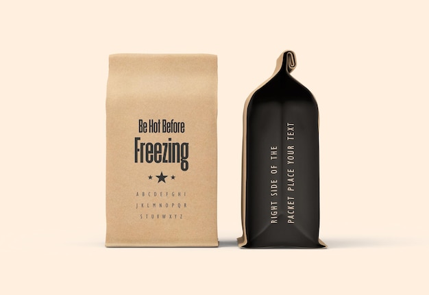 Mockup di borsa da caffè in carta artigianale