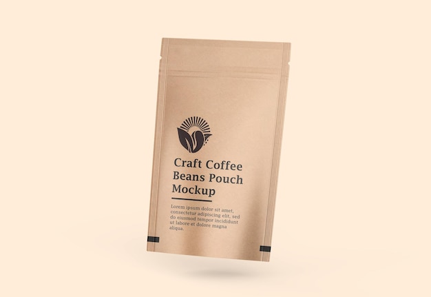 PSD craft paper coffee pouch bag mockup