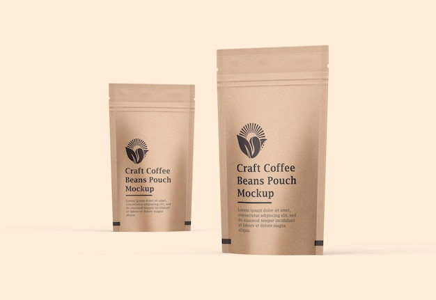 craft paper coffee pouch bag mockup