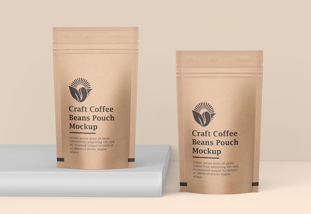 craft paper coffee pouch bag mockup
