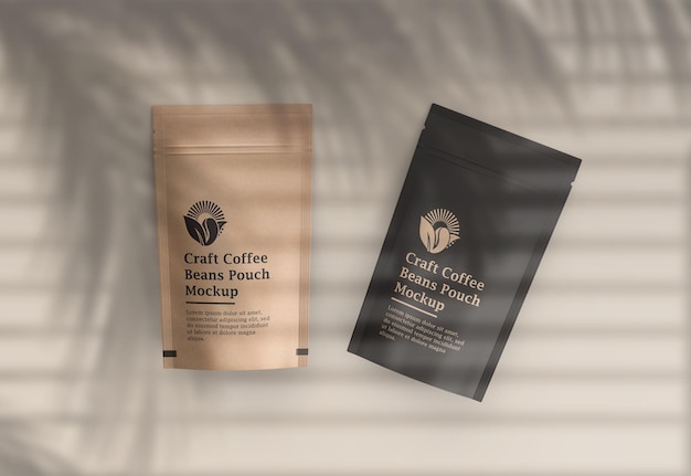 Craft Paper Coffee Pouch Bag Mockup