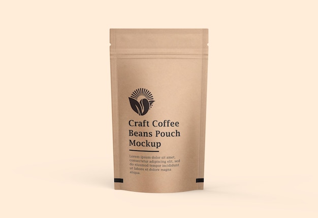 Craft paper coffee pouch bag mockup