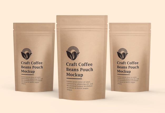craft paper coffee pouch bag mockup