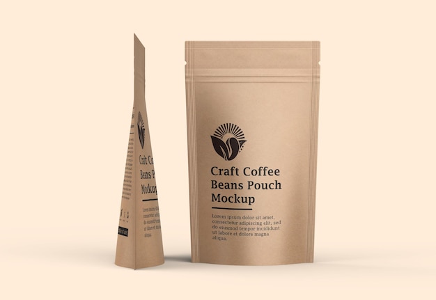 craft paper coffee pouch bag mockup