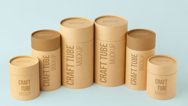 PSD craft paper cylinder design mockup