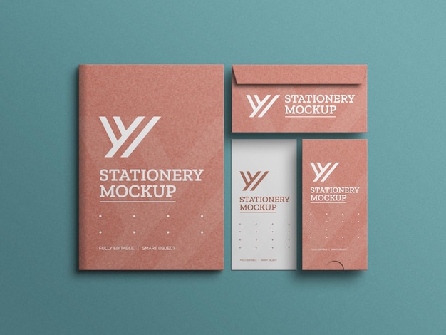 PSD craft paper document with envelope mockup