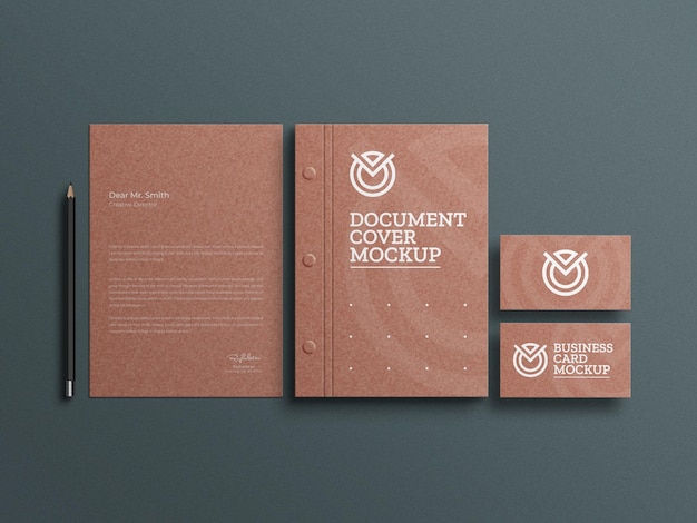 craft paper letterhead with document stationery mockup