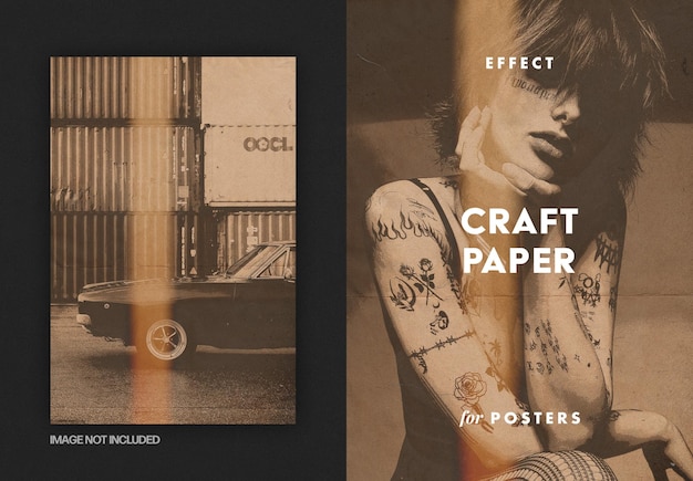 PSD craft paper photo effect for posters