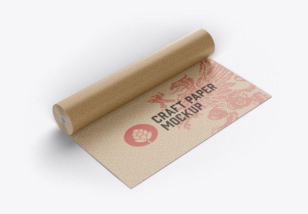 PSD mockup di rotolo di carta artigianale