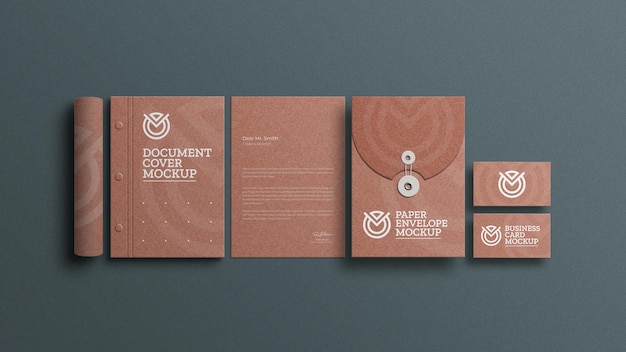 Mockup di cancelleria in carta artigianale