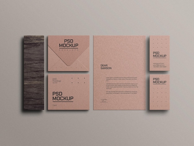 Craft paper stationery mockup