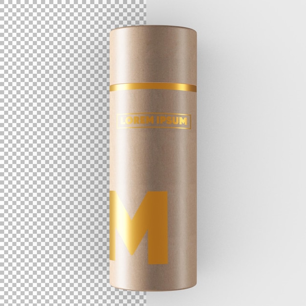 PSD craft paper tube  golden effect packaging mockup