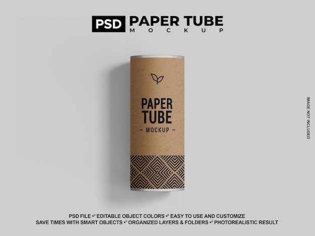 PSD craft paper tube mockup psd editable packaging design high cardboard tube box mockup psd mockup