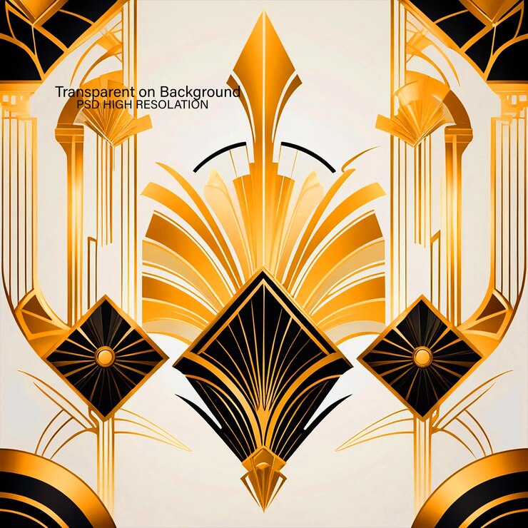 PSD crafting an art deco inspired of elegance on black background