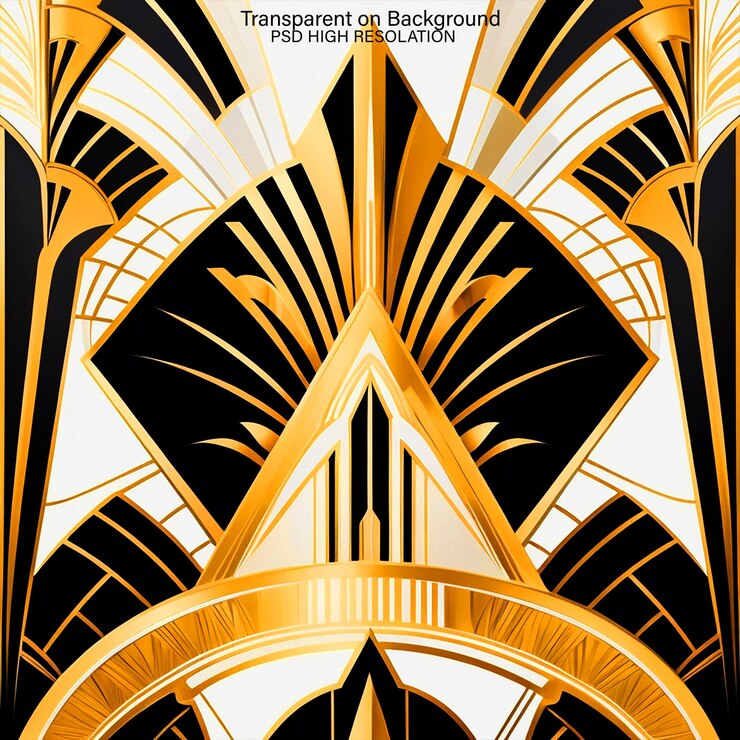 PSD crafting an art deco inspired of elegance on black background