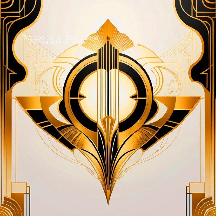 PSD crafting an art deco inspired of elegance on black background