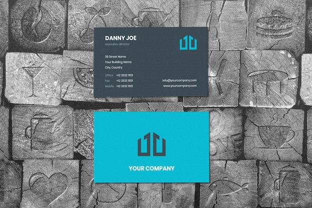 Crafting wood surface vertical businesscard mockup