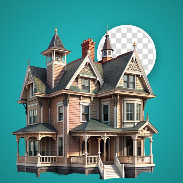 PSD craftsman house isolated on transparent background