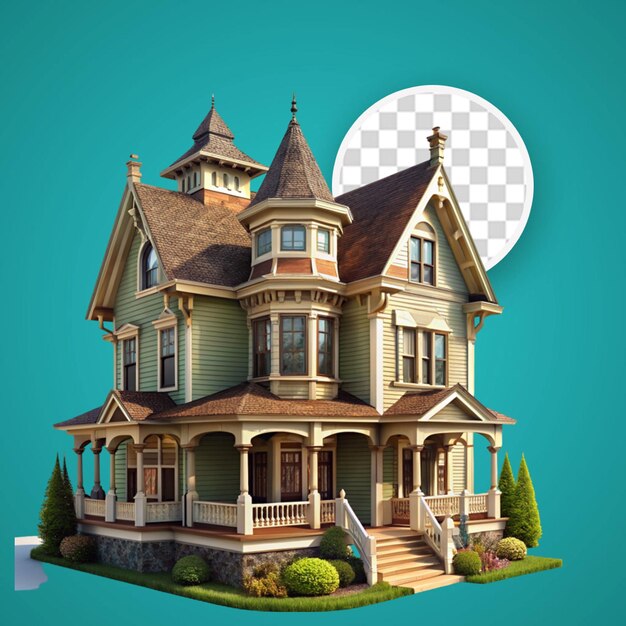 PSD craftsman house isolated on transparent background