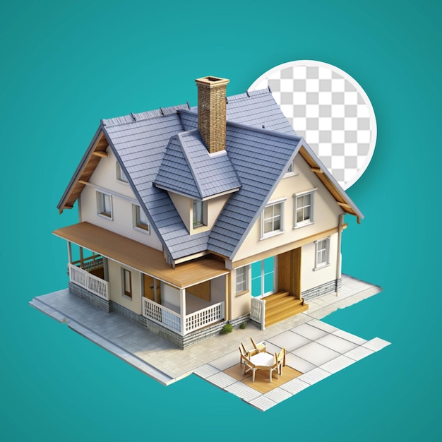 PSD craftsman house isolated on transparent background