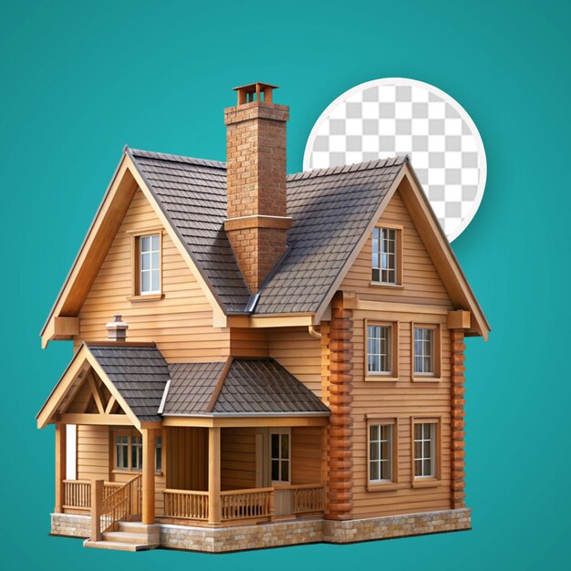 PSD craftsman house isolated on transparent background