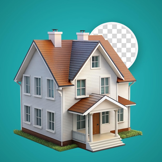 PSD craftsman house isolated on transparent background