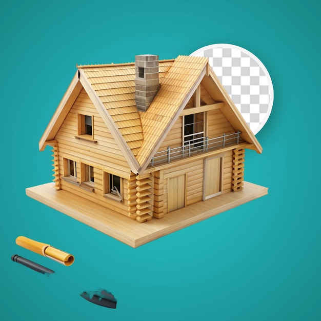 PSD craftsman house isolated on transparent background