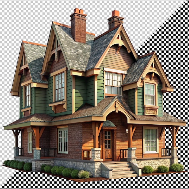 Craftsman house on transparent background