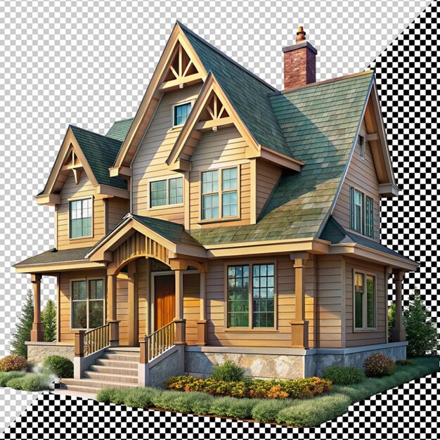 PSD craftsman house on transparent background