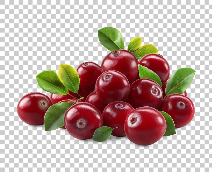 PSD cranberries pile with cranberry leaves on the floor healthy organic berry natural ingredients concep