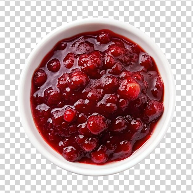 PSD cranberry saus in een schaal geïsoleerd op een doorzichtige achtergrond